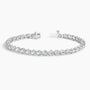 7 inch lab grown diamond tennis bracelet with 14K white gold open clasp on white background