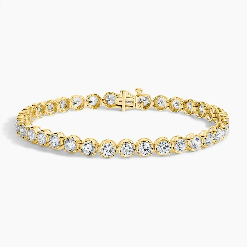 Lab diamond tennis bracelet in 14K yellow gold with round certified diamonds by Delux Jewelry