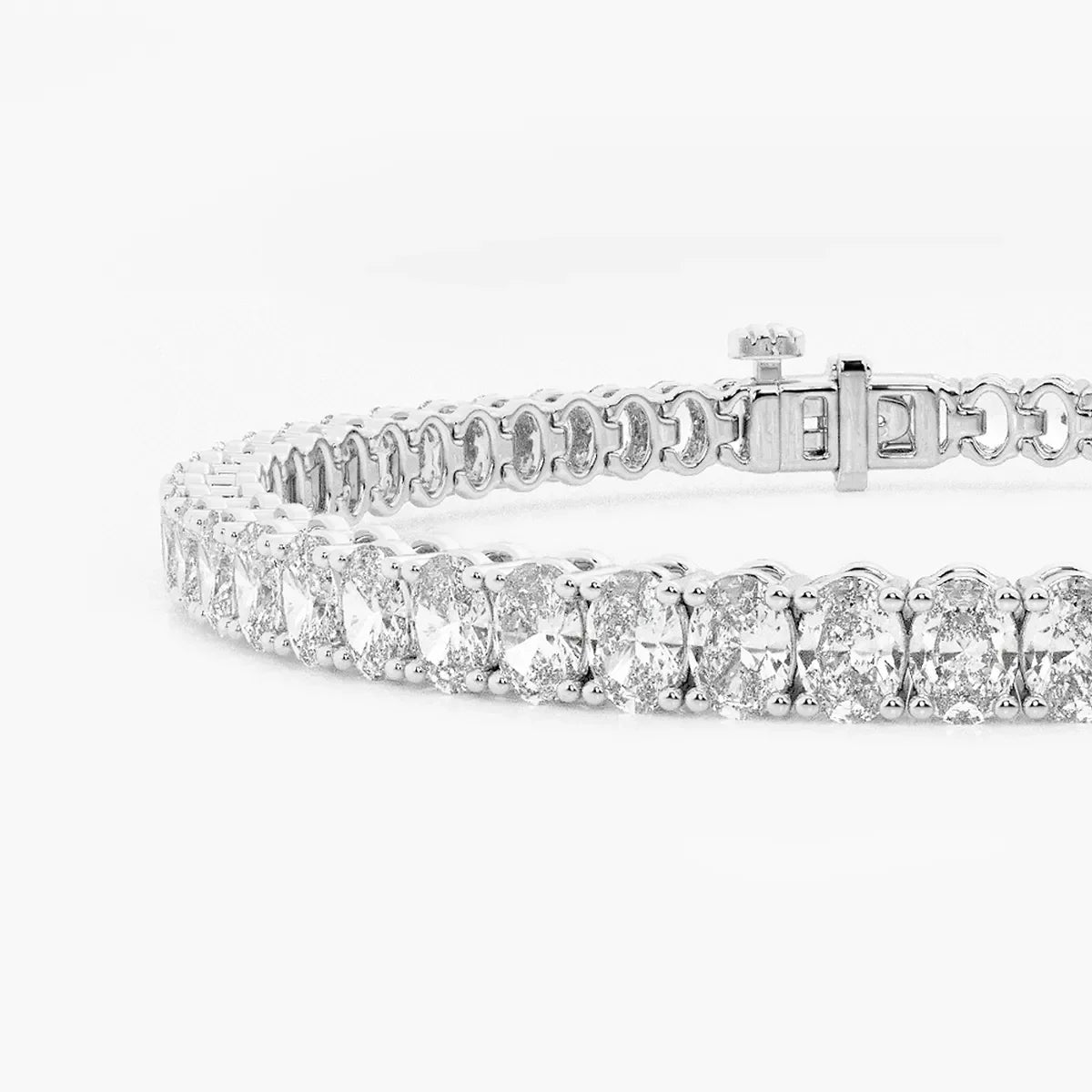 Oval cut lab diamond tennis bracelet in 14K white gold from Delux Jewelry