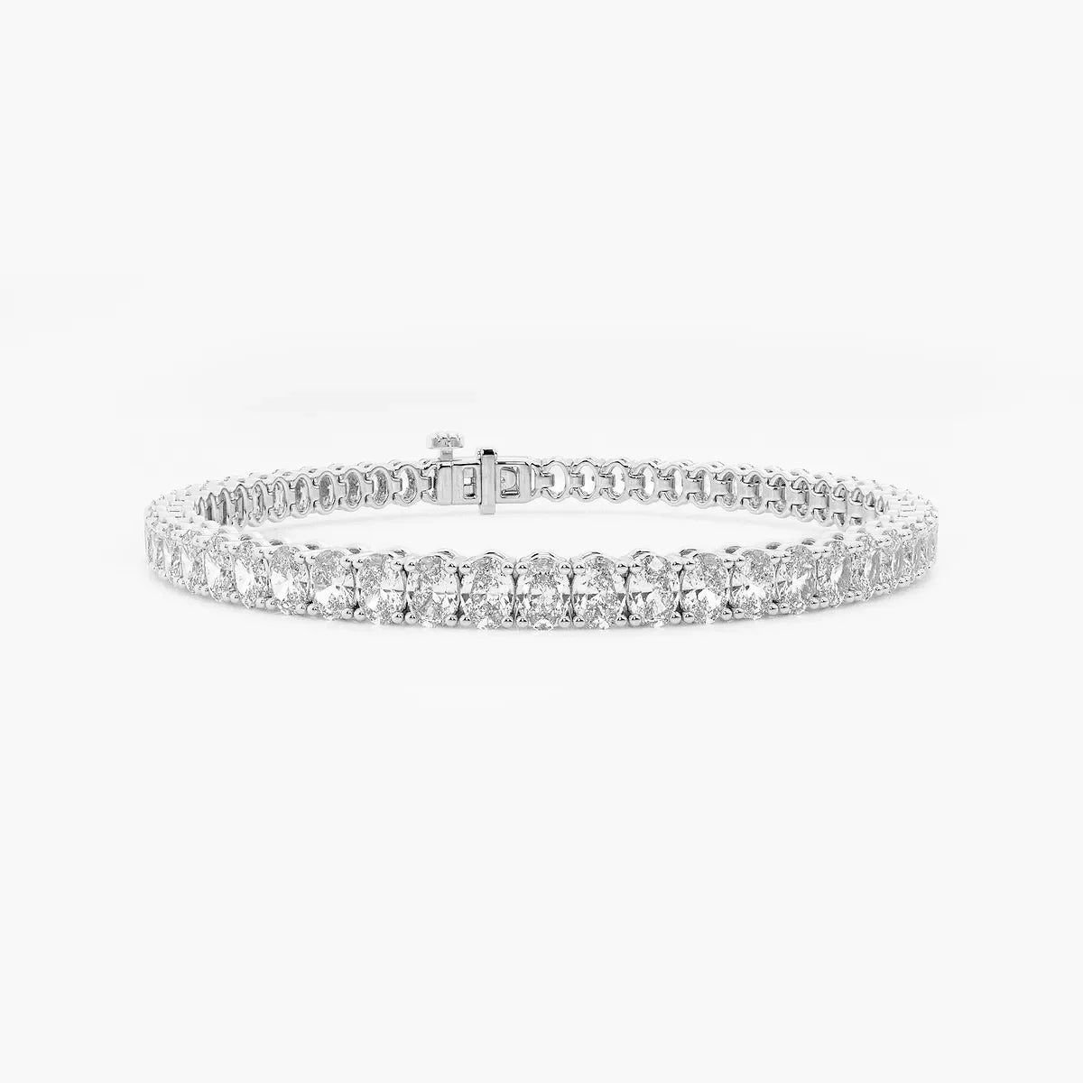7 inch oval cut lab diamond tennis bracelet in 14K white gold from Delux Jewelry