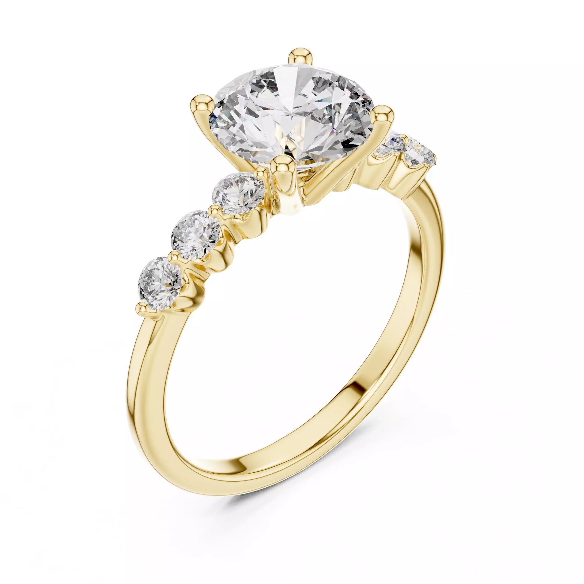 Round Diamond Seven Stone Engagement Ring