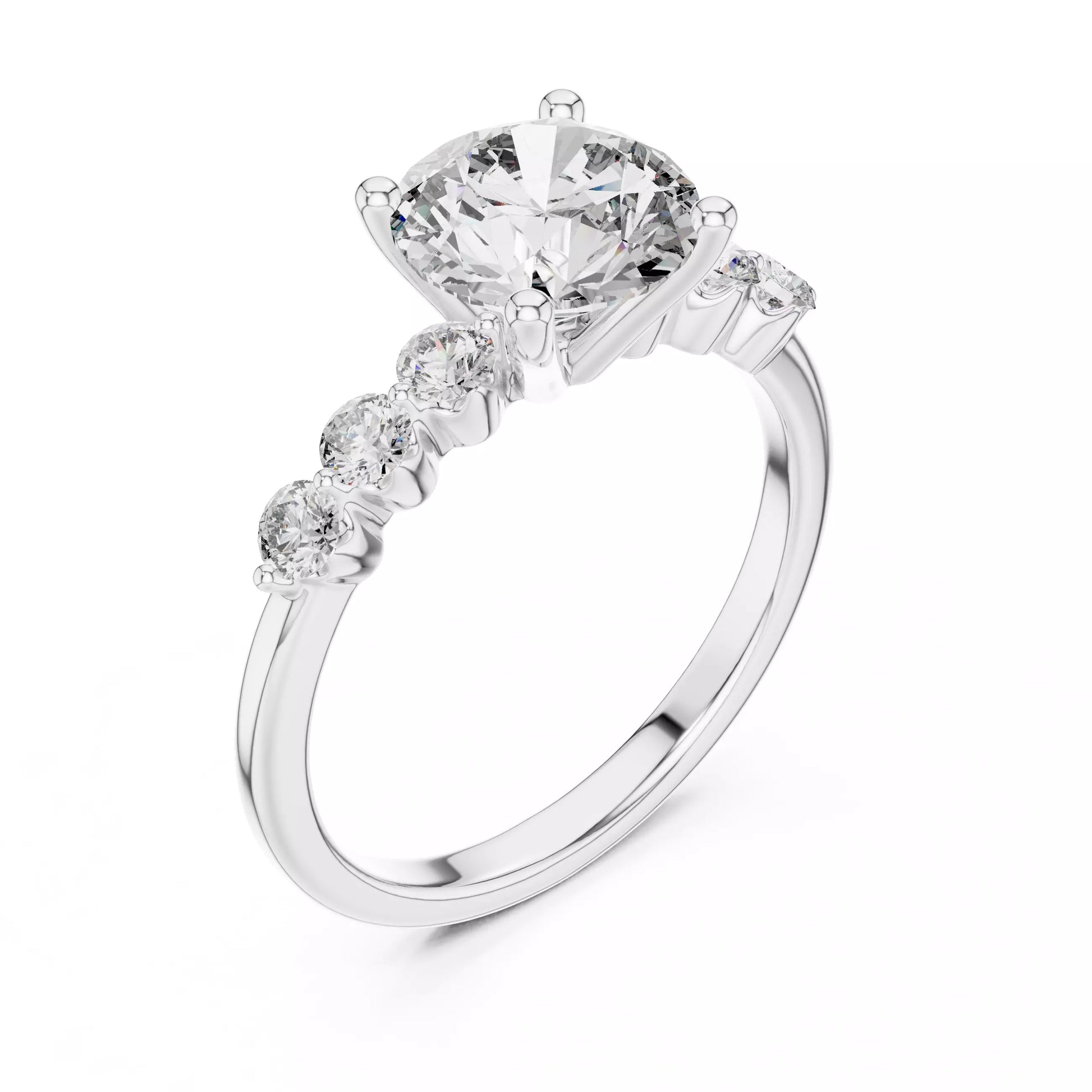 Round Diamond Seven Stone Engagement Ring