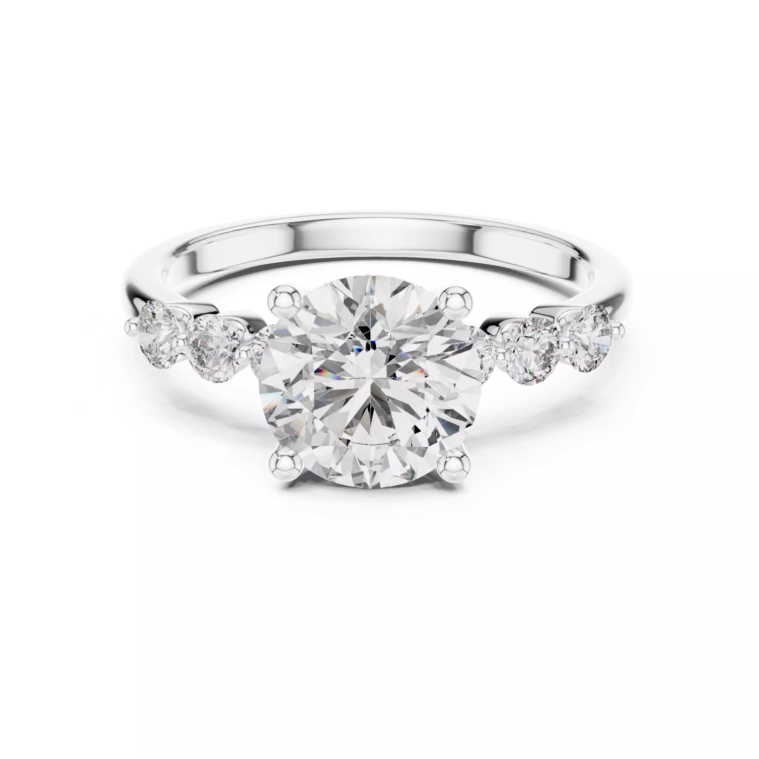 Round Diamond Seven Stone Engagement Ring
