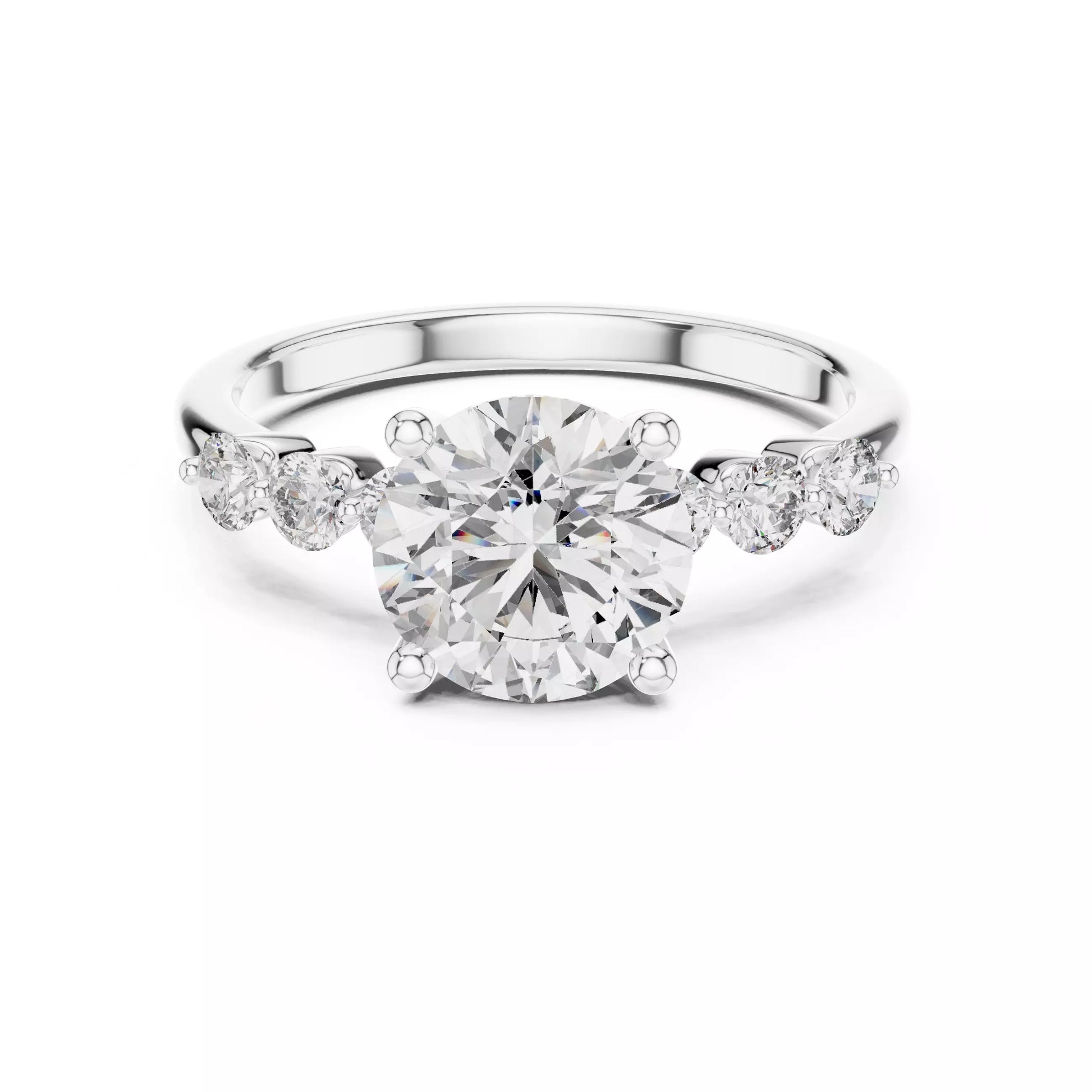 Round Diamond Seven Stone Engagement Ring