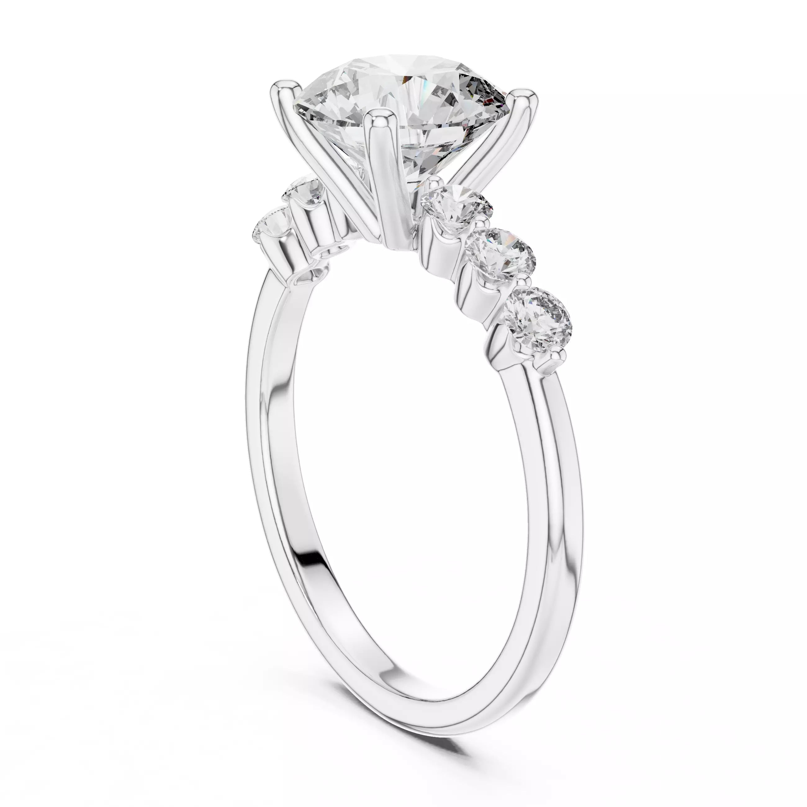 Round Diamond Seven Stone Engagement Ring