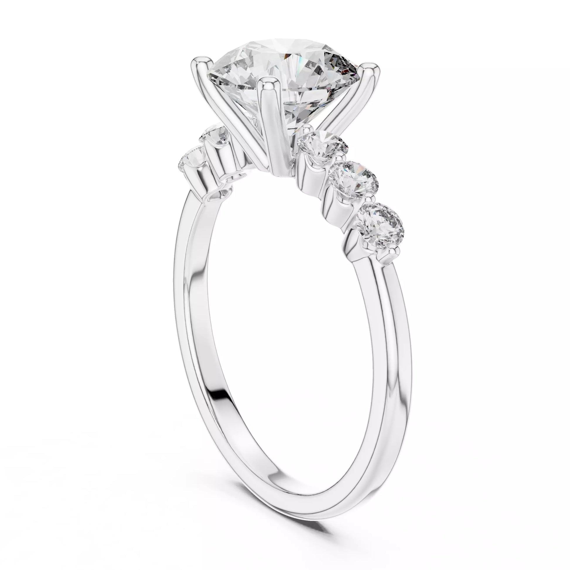 Round Diamond Seven Stone Engagement Ring
