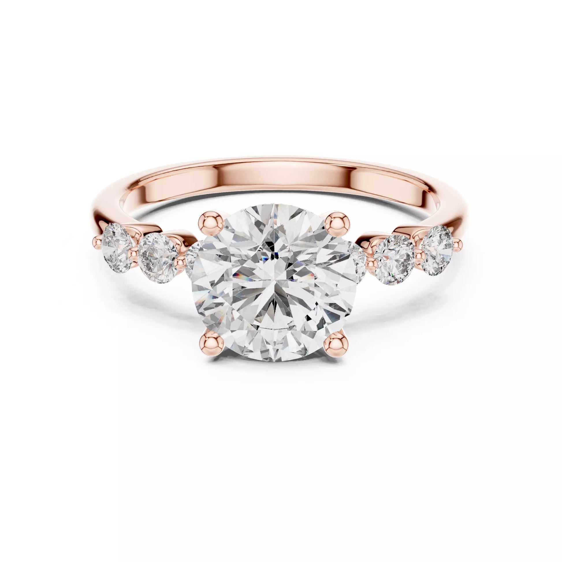 Round Diamond Seven Stone Engagement Ring
