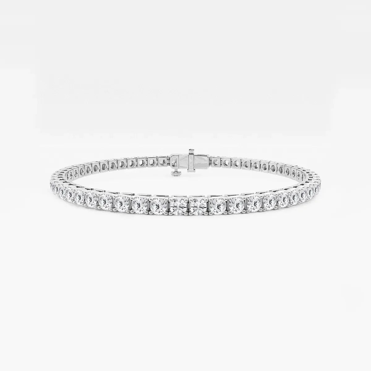 White gold tennis bracelet with lab grown diamonds by Delux Jewelry on white background