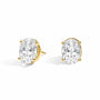 Lab grown diamond stud earrings in yellow gold setting from Delux Jewelry on white background