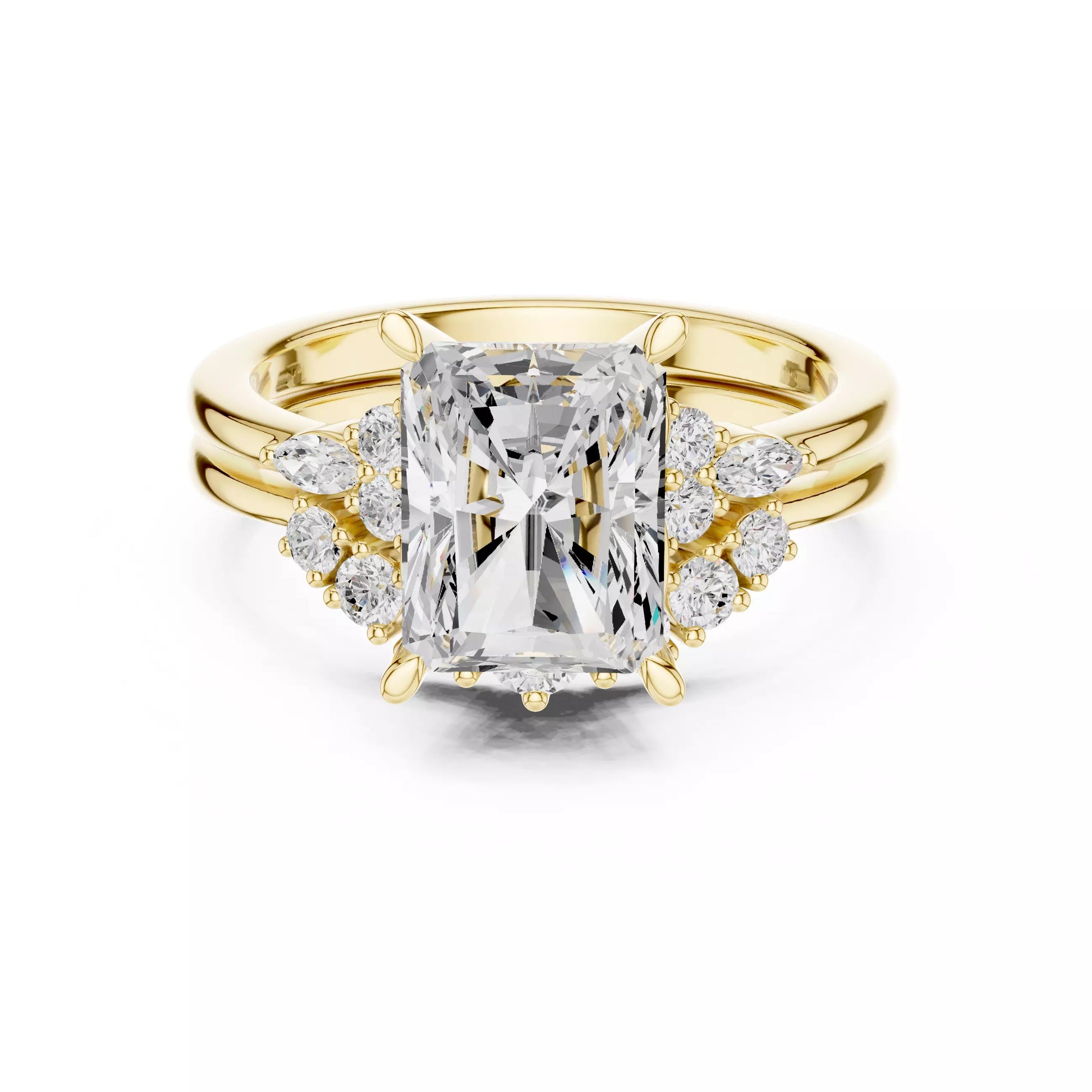 Radiant Cut Diamond Cluster Engagement Ring