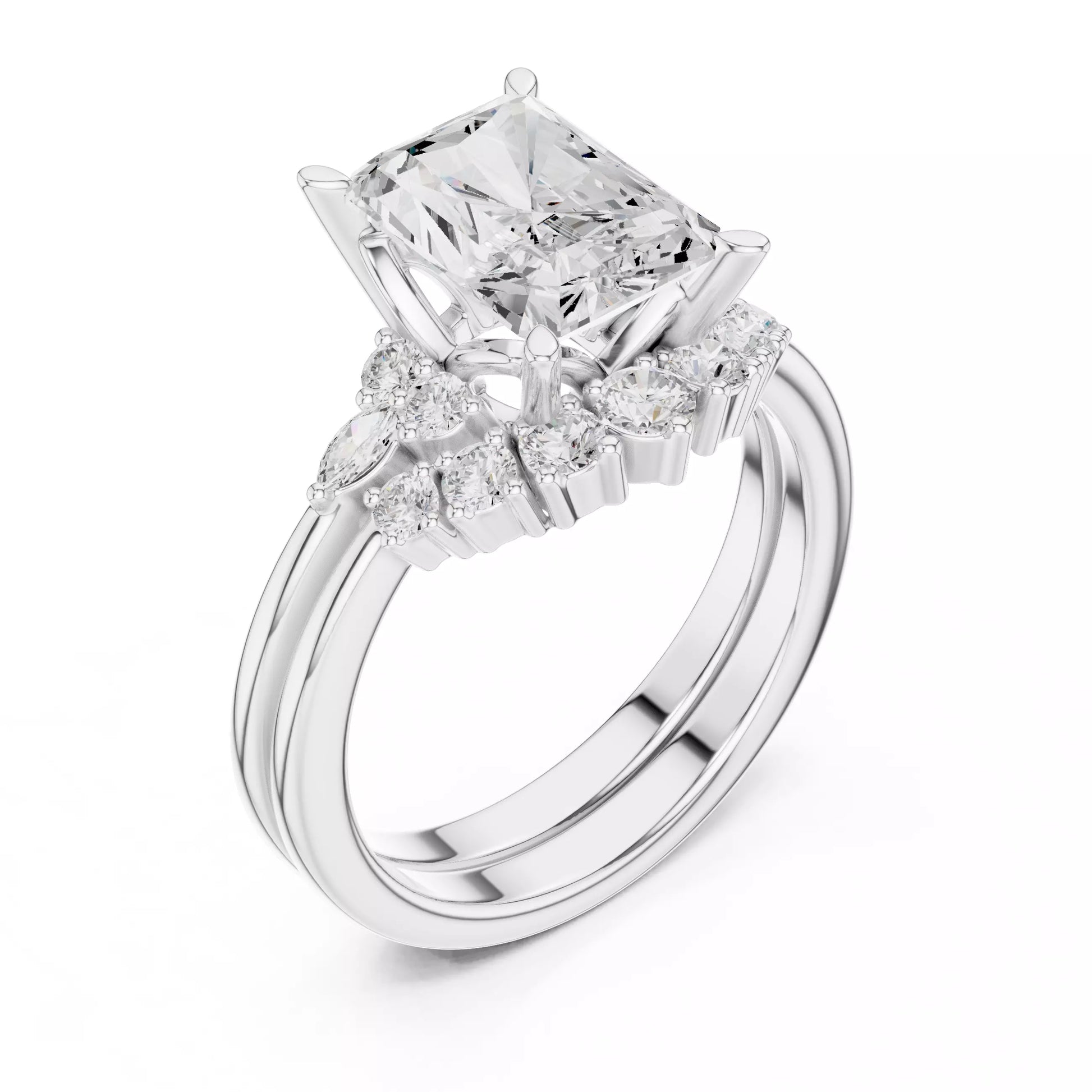 Radiant Cut Diamond Cluster Engagement Ring