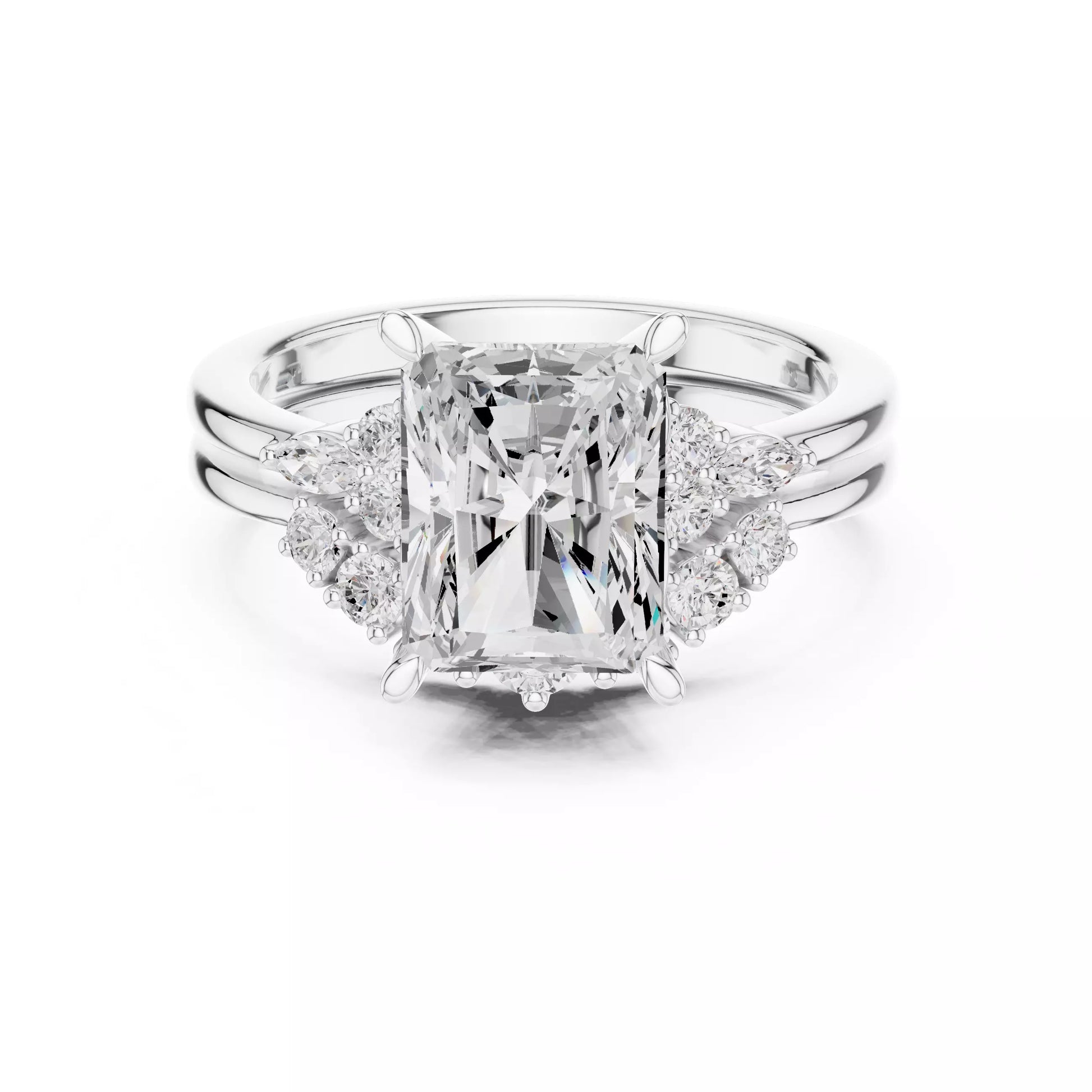 Radiant Cut Diamond Cluster Engagement Ring