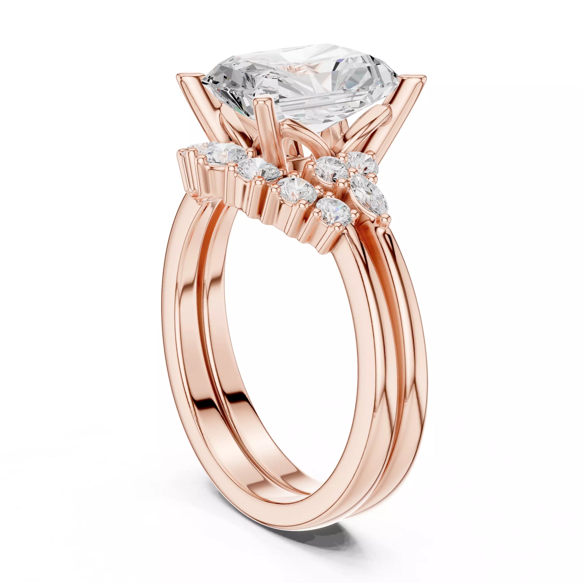 Radiant Cut Diamond Cluster Engagement Ring