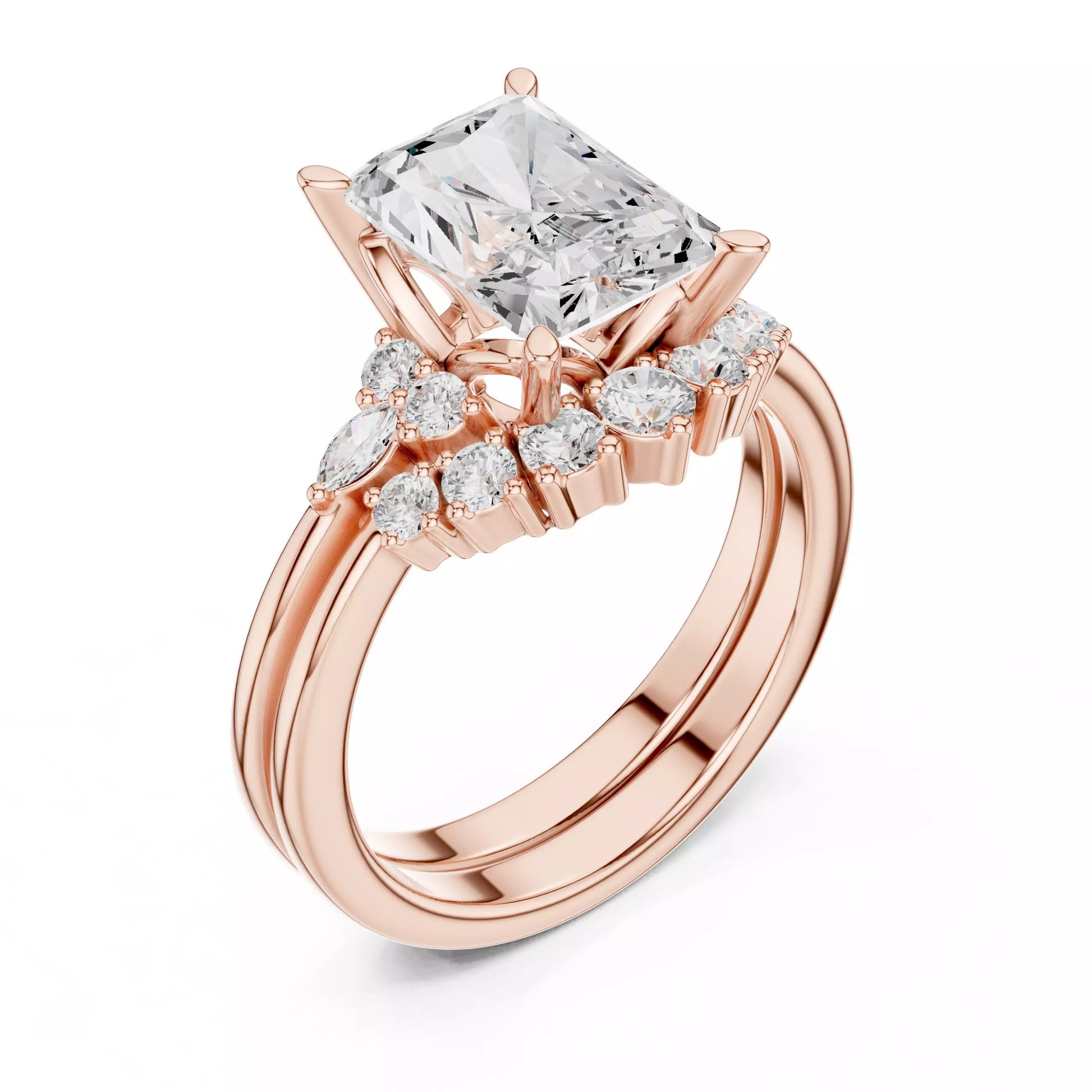 Radiant Cut Diamond Cluster Engagement Ring