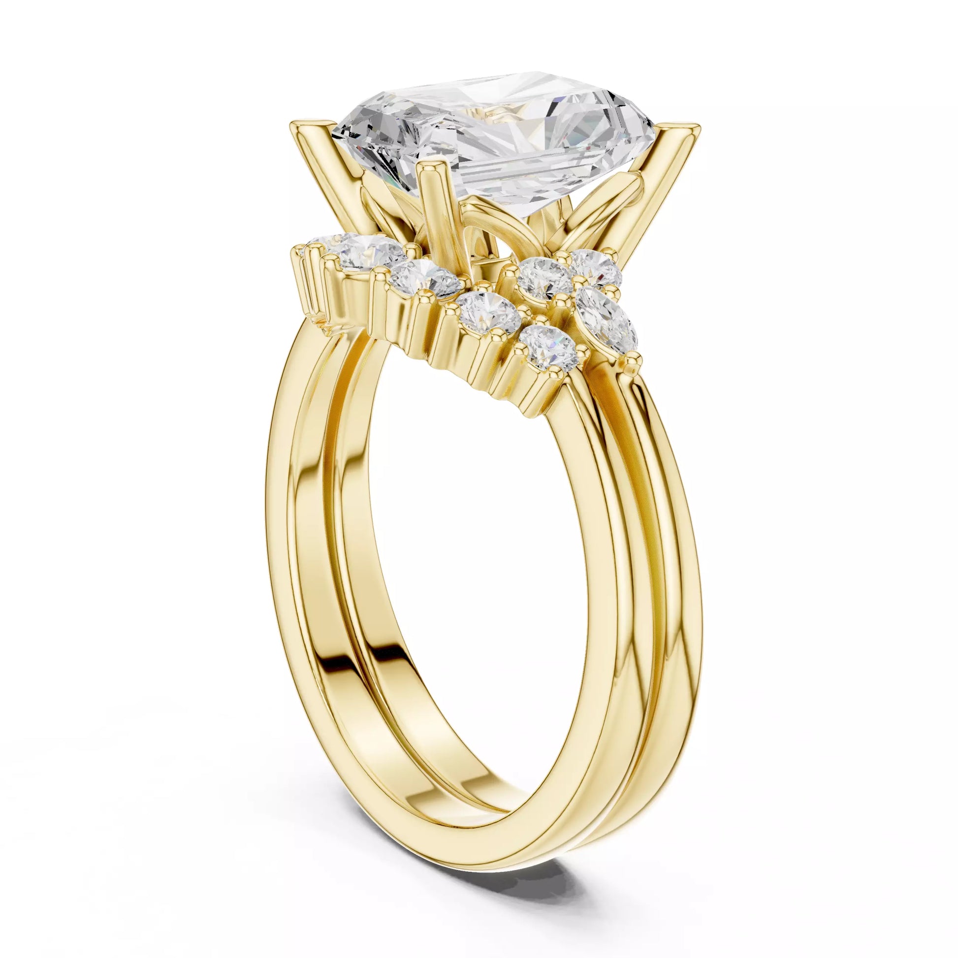 Radiant Cut Diamond Cluster Engagement Ring