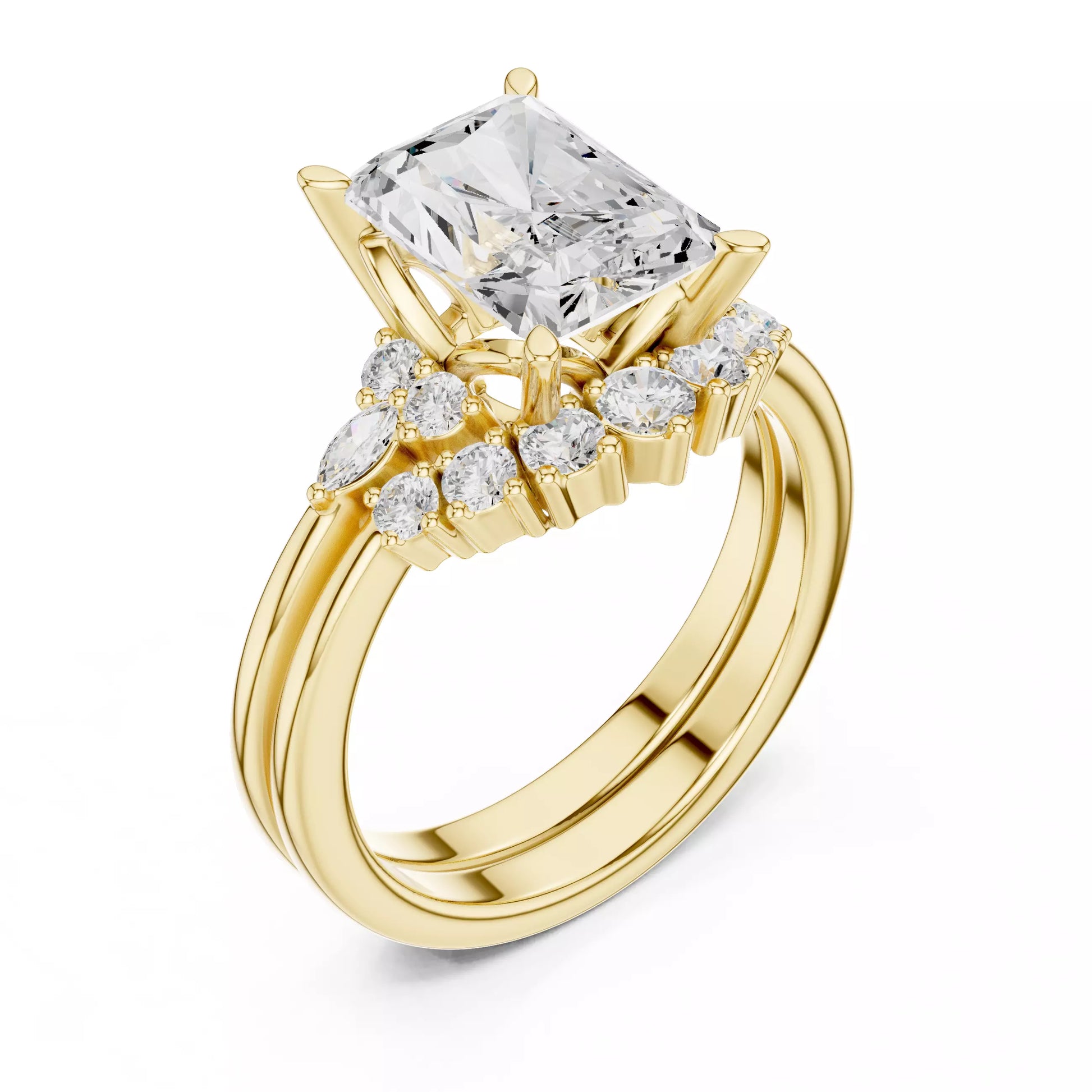 Radiant Cut Diamond Cluster Engagement Ring