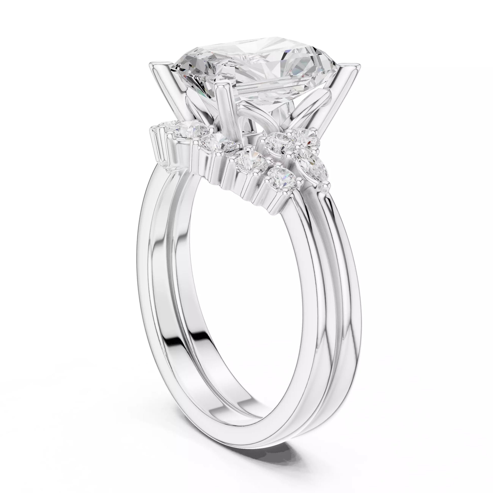 Radiant Cut Diamond Cluster Engagement Ring