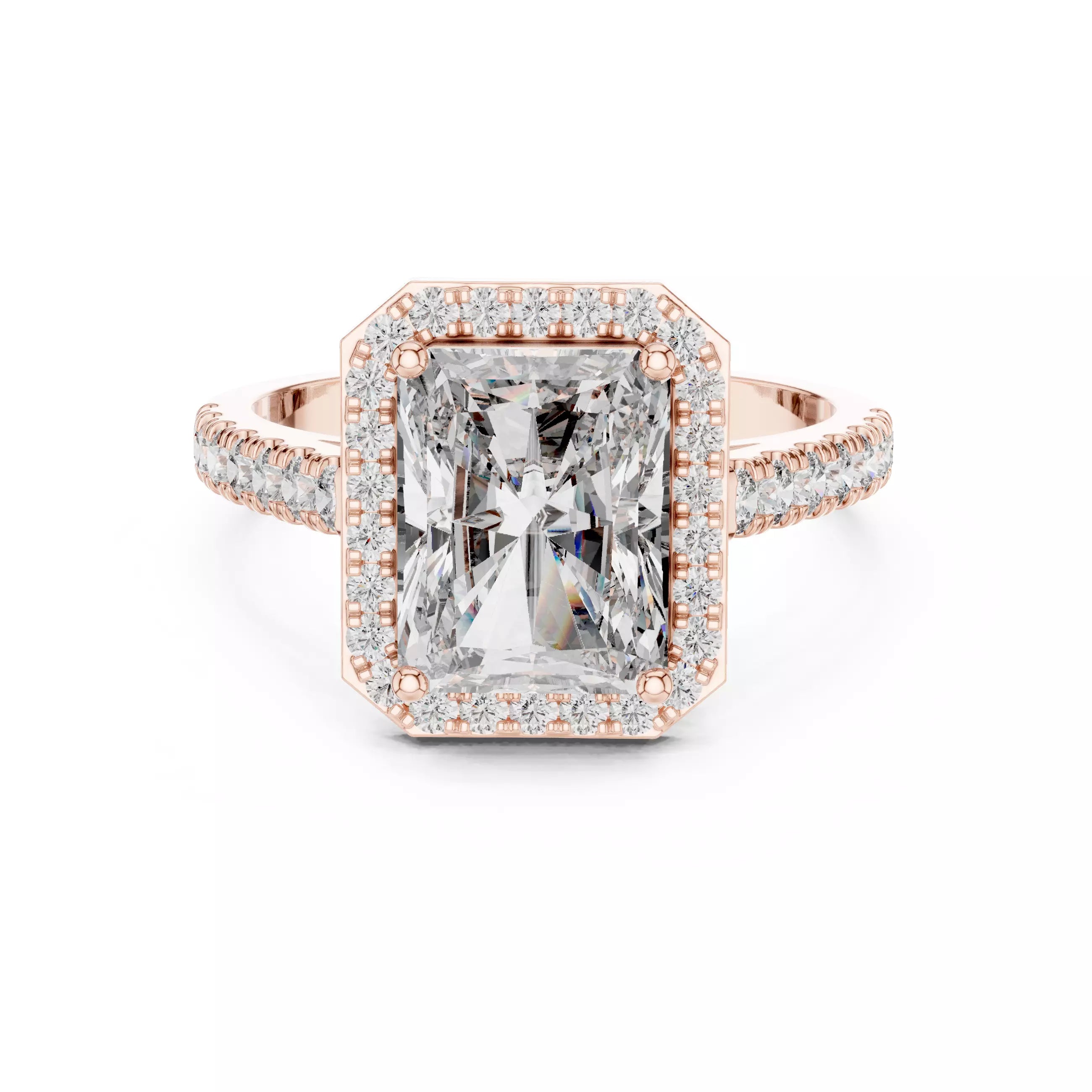 Radiant Cut Halo Diamond Engagement Ring