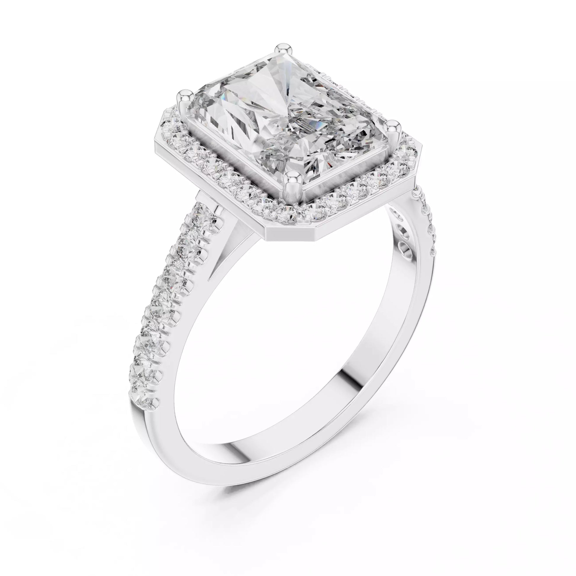 Radiant Cut Halo Diamond Engagement Ring