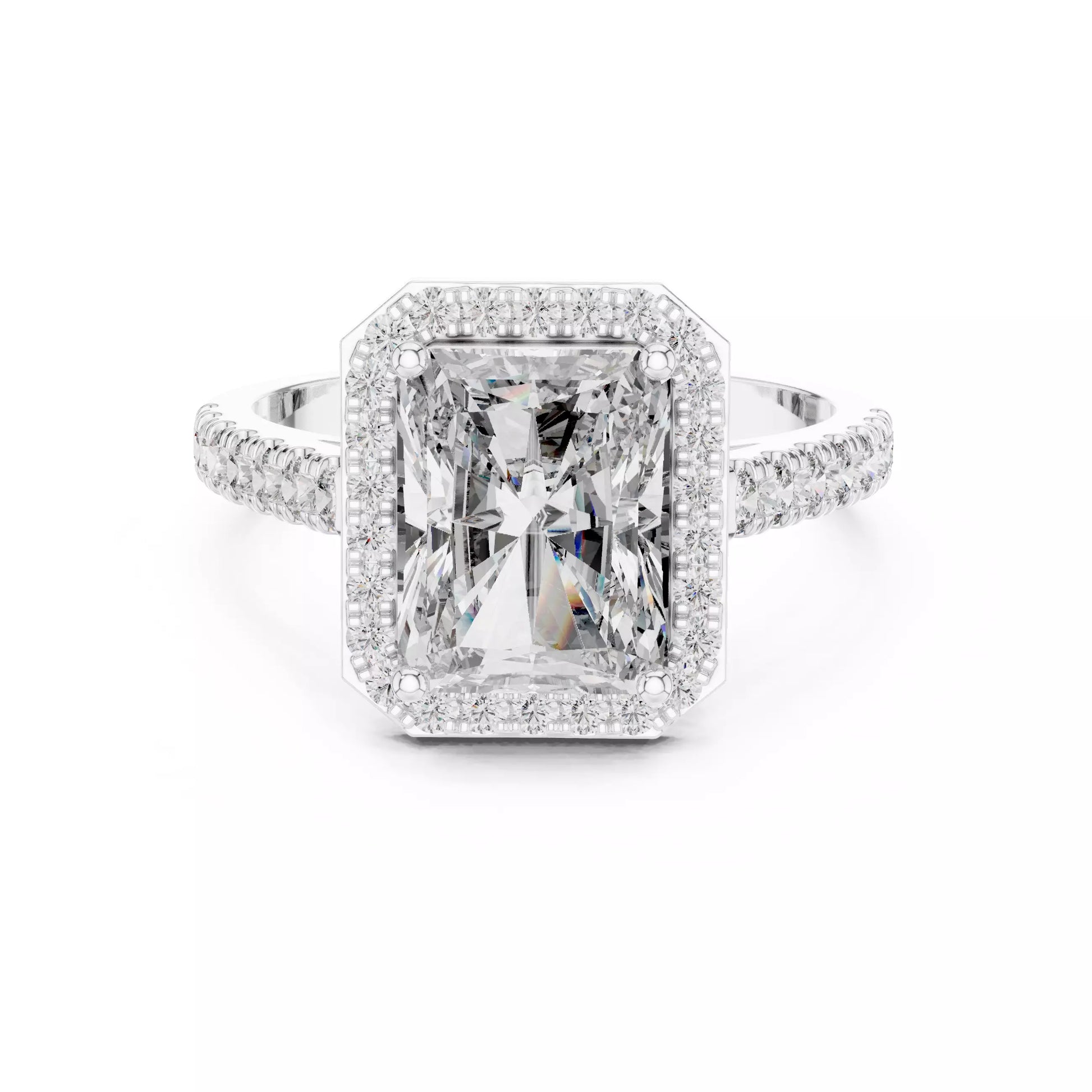 Radiant Cut Halo Diamond Engagement Ring