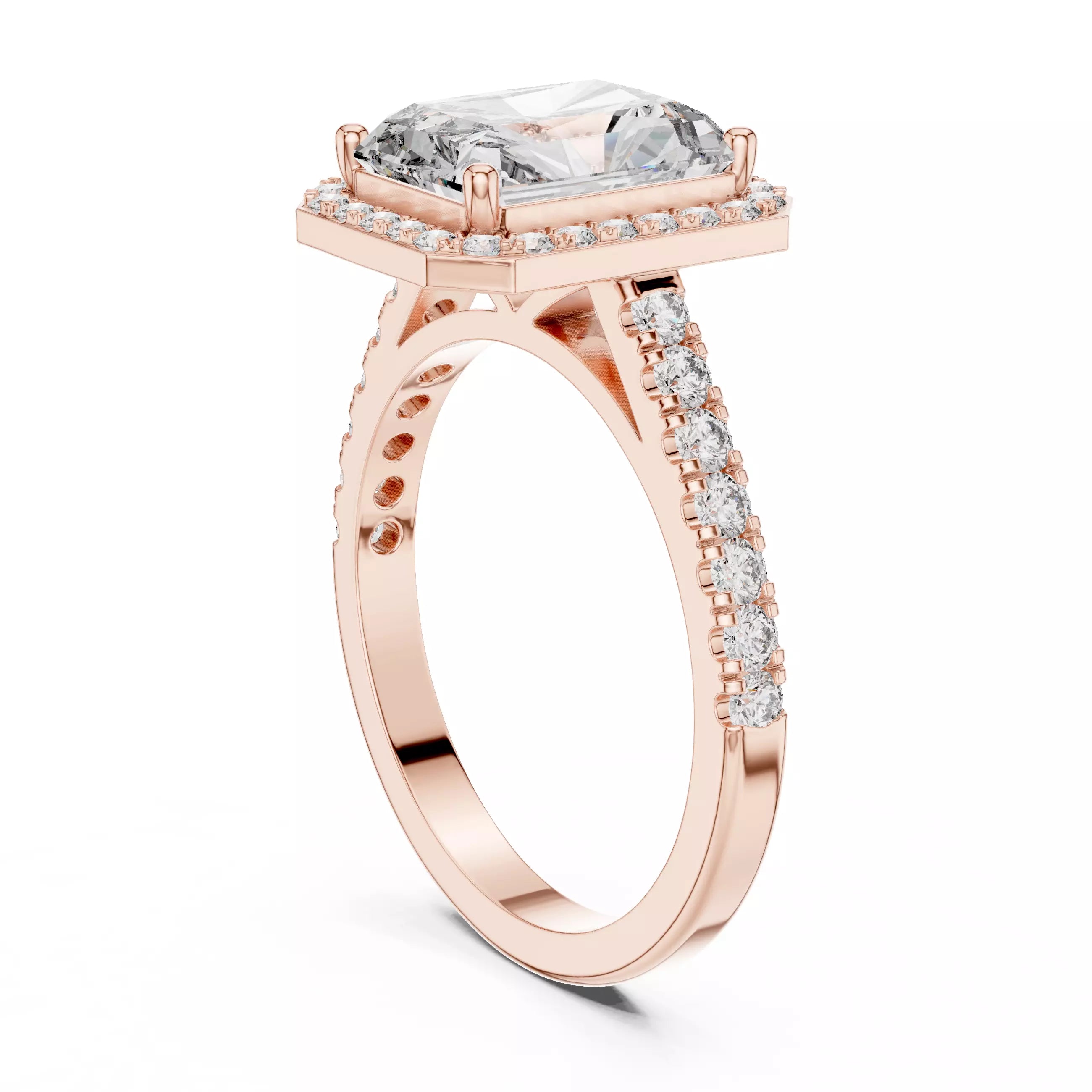 Radiant Cut Halo Diamond Engagement Ring