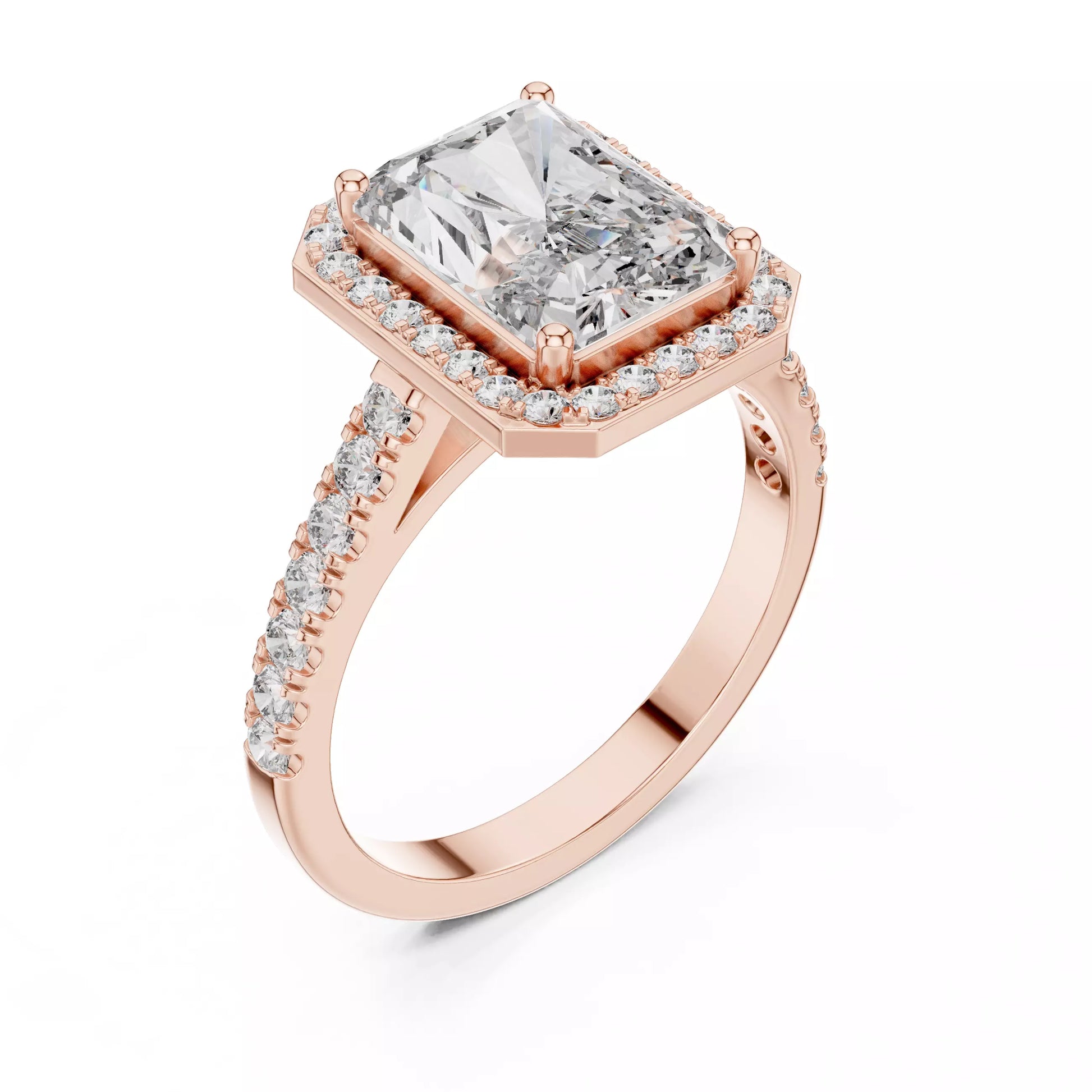 Radiant Cut Halo Diamond Engagement Ring