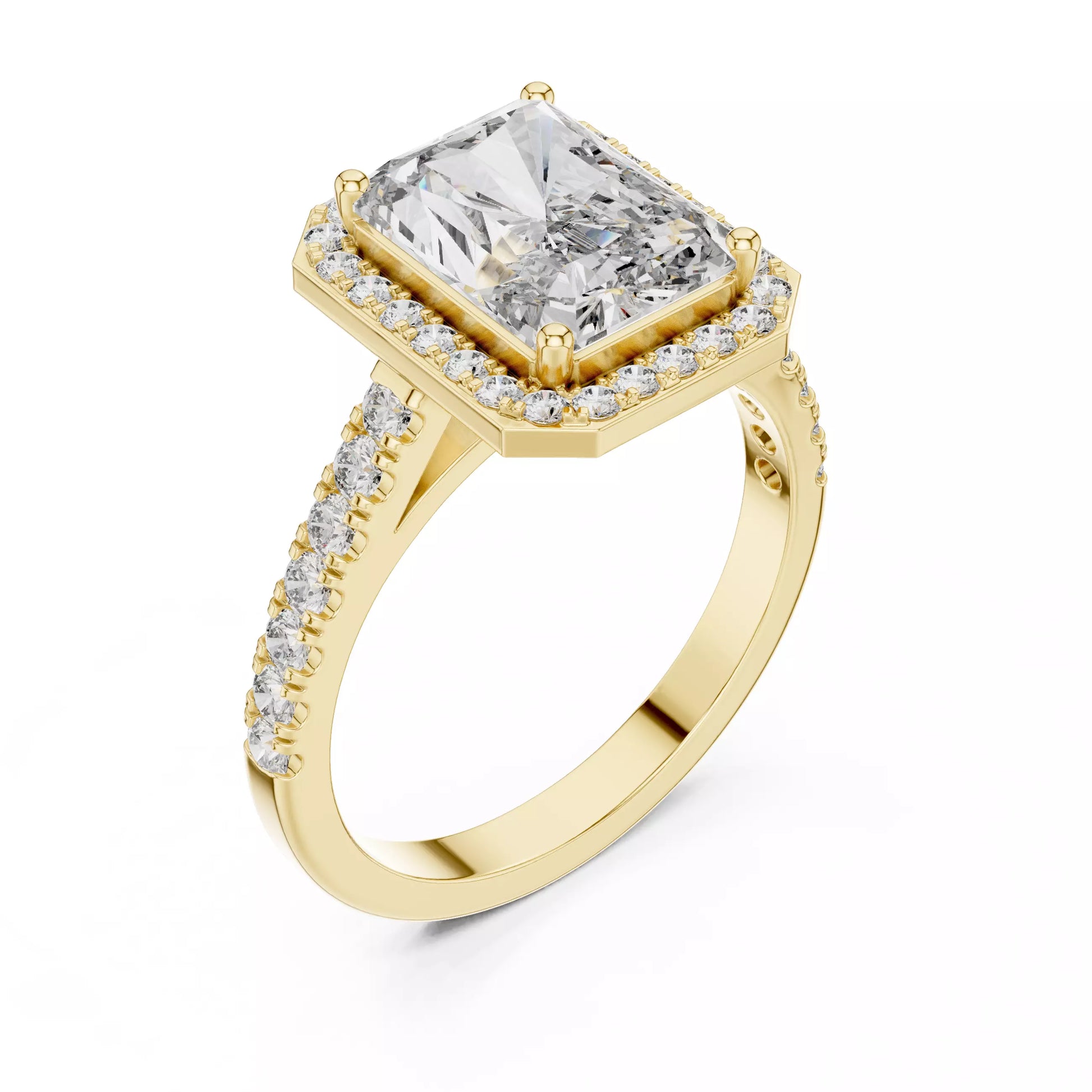 Radiant Cut Halo Diamond Engagement Ring