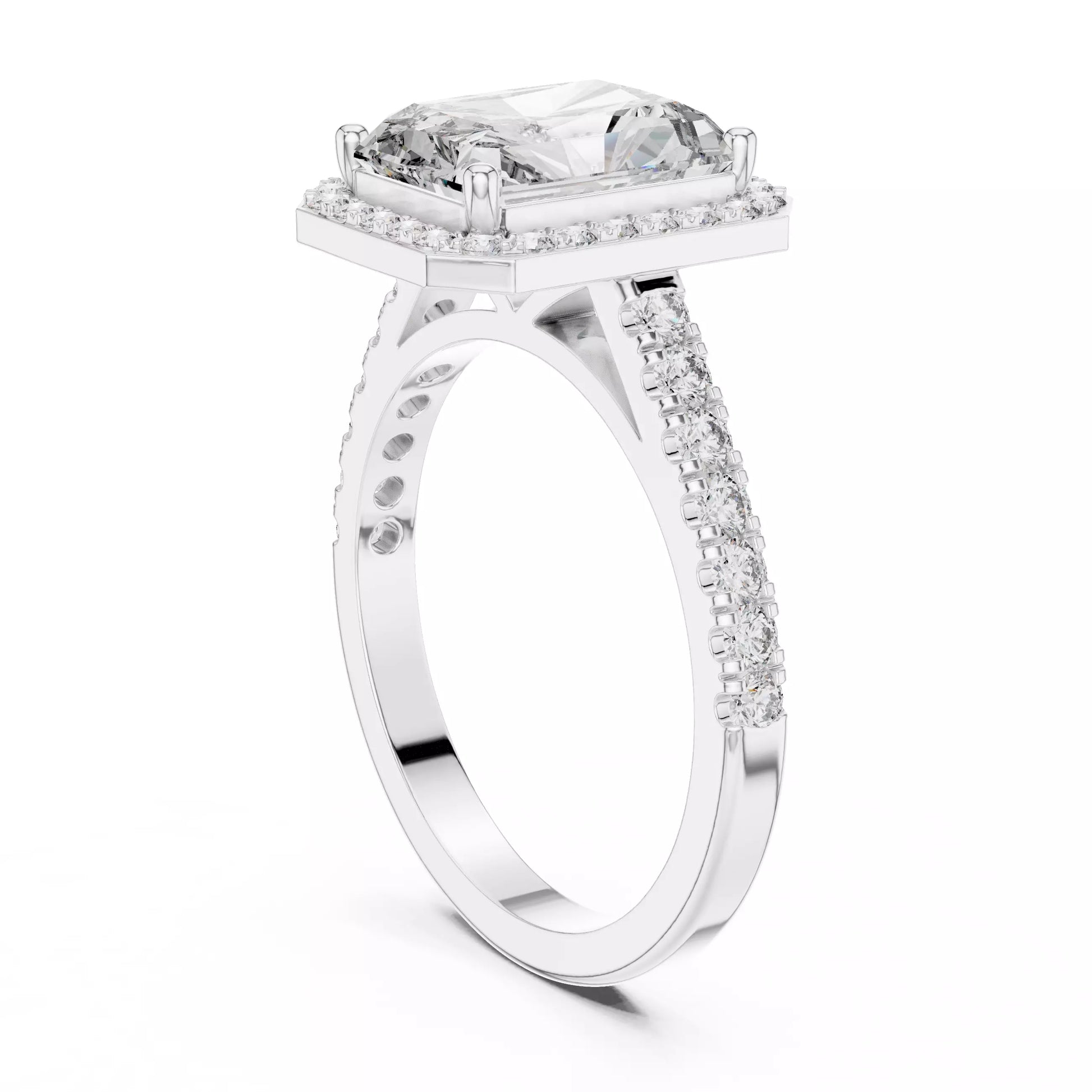 Radiant Cut Halo Diamond Engagement Ring