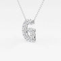 Lab grown diamond letter C pendant necklace in white gold from Delux Jewelry