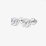 Round lab grown diamond stud earrings in white gold setting on white background, Delux Jewelry