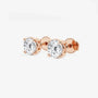 Rose gold stud earrings with round lab grown diamonds, Delux Jewelry fine jewelry