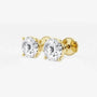 Round lab grown diamond stud earrings in yellow gold by Delux Jewelry