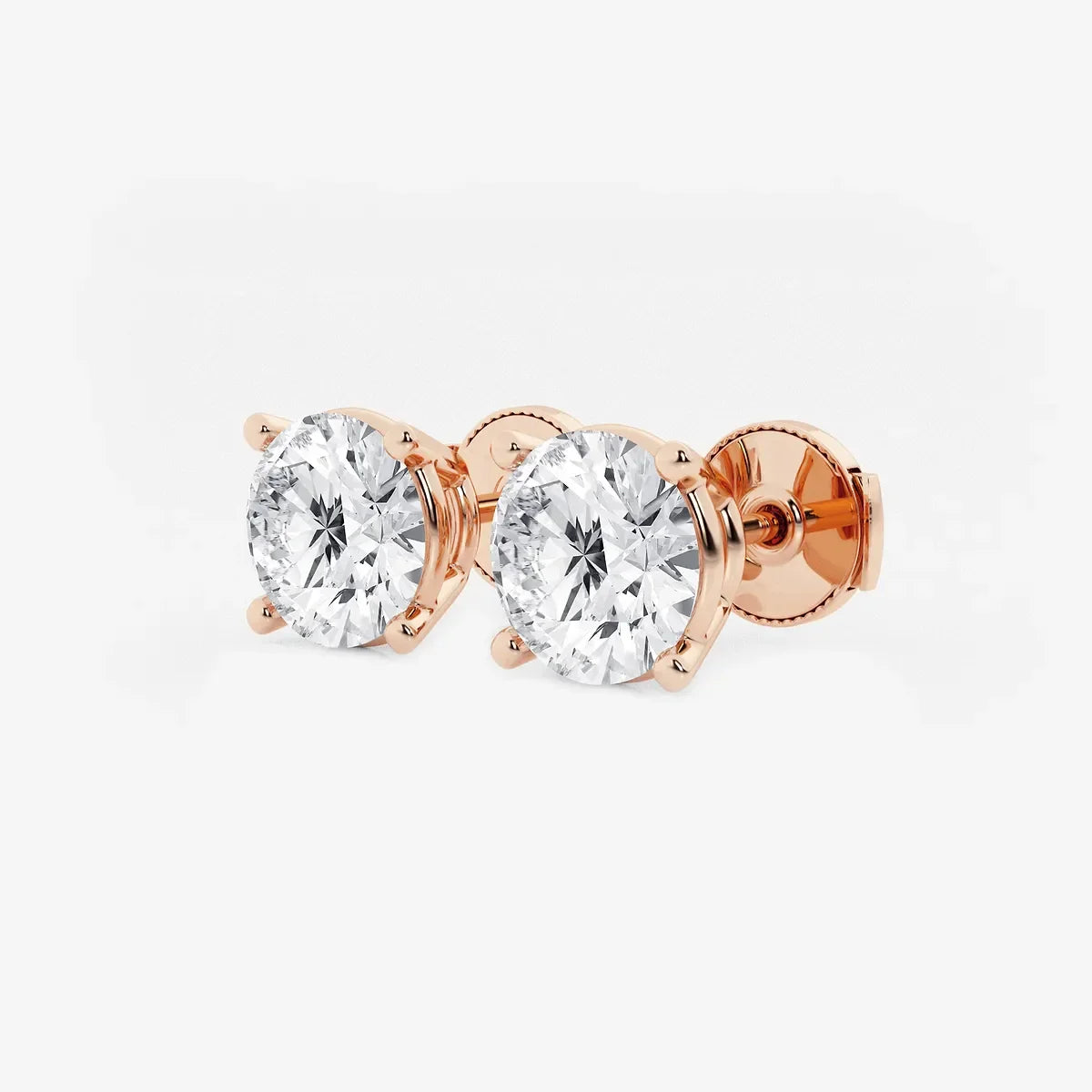 Rose gold lab grown diamond stud earrings, round cut, Delux Jewelry fine jewelry