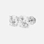 Round lab grown diamond stud earrings in white gold by Delux Jewelry on white background
