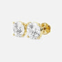 Round lab grown diamond stud earrings in yellow gold setting from Delux Jewelry