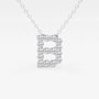Lab grown diamond letter B pendant necklace on silver chain by Delux Jewelry