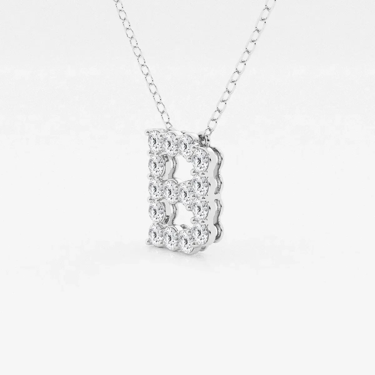 Lab grown diamond letter B pendant necklace in white gold by Delux Jewelry