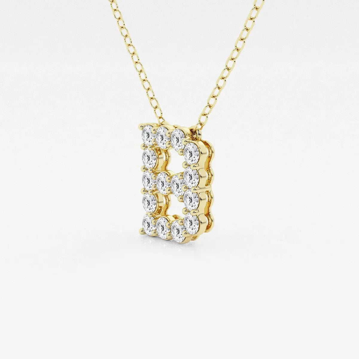 Gold necklace with letter B pendant set in lab grown diamonds by Delux Jewelry