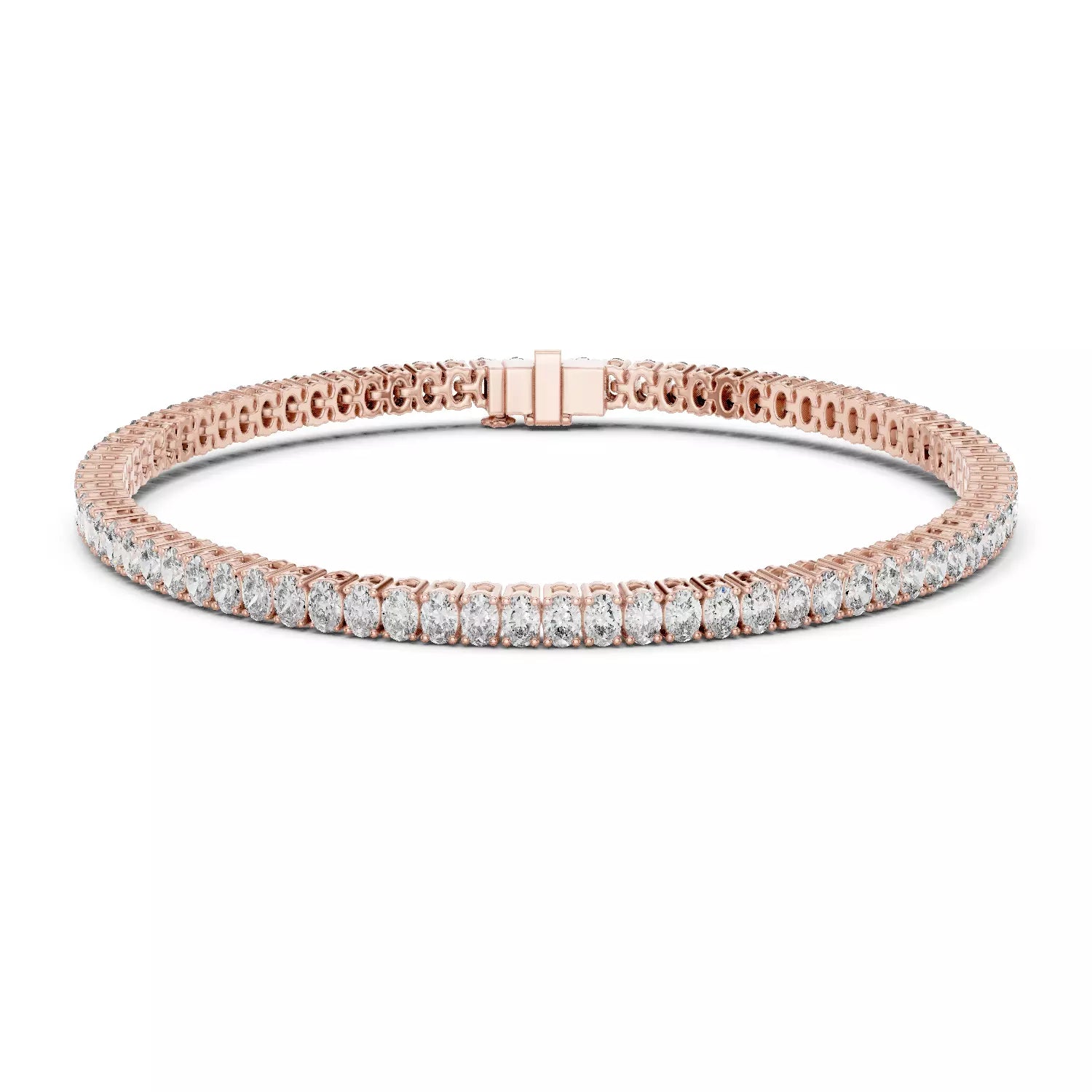 Basket Set Oval Natural Diamond Tennis Bracelet