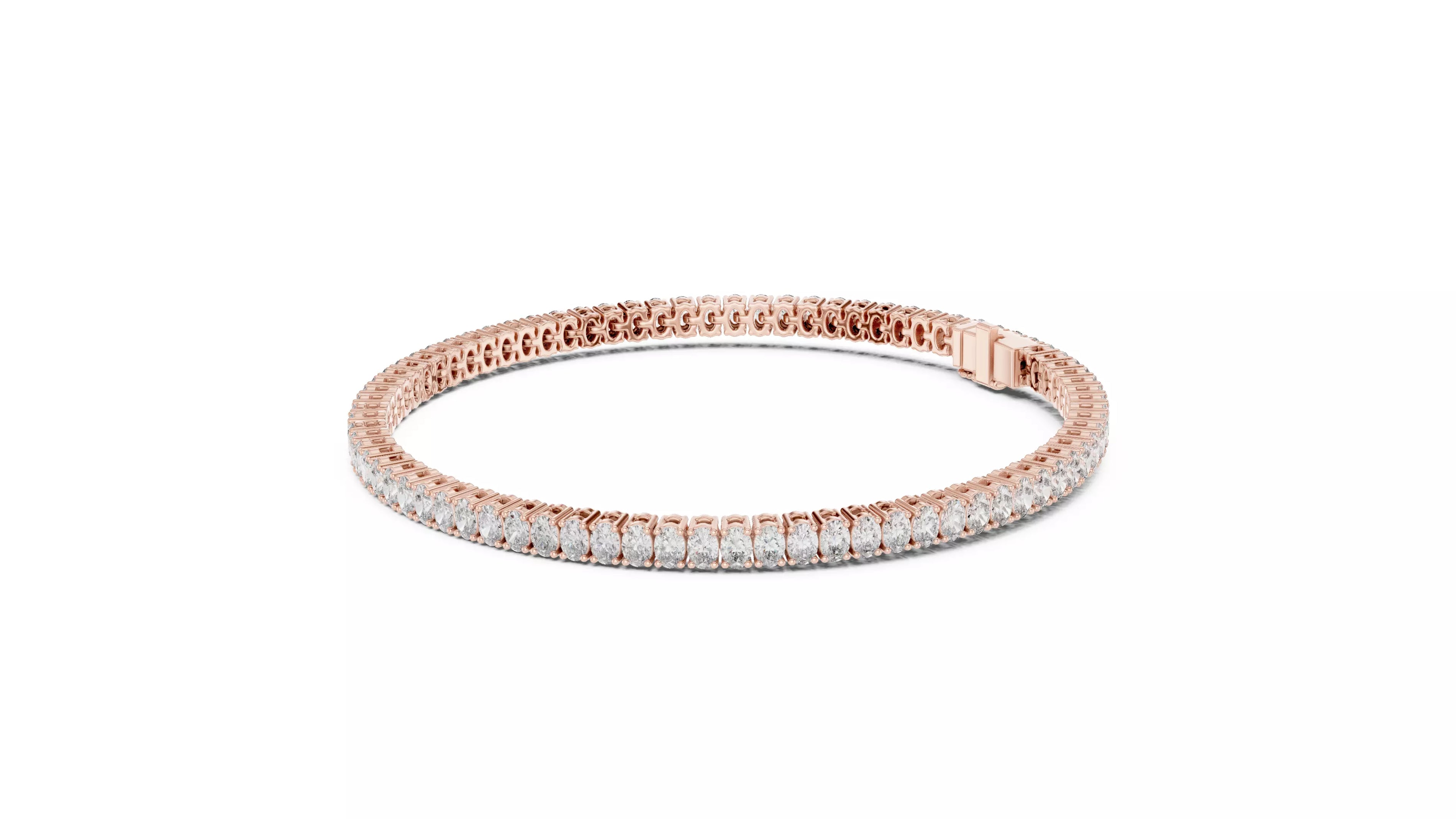 Basket Set Oval Natural Diamond Tennis Bracelet
