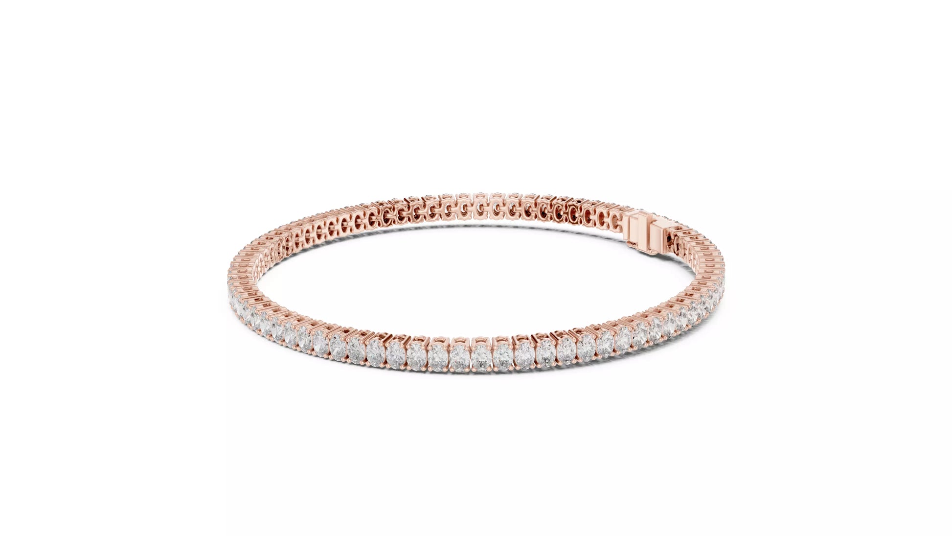 Basket Set Oval Natural Diamond Tennis Bracelet