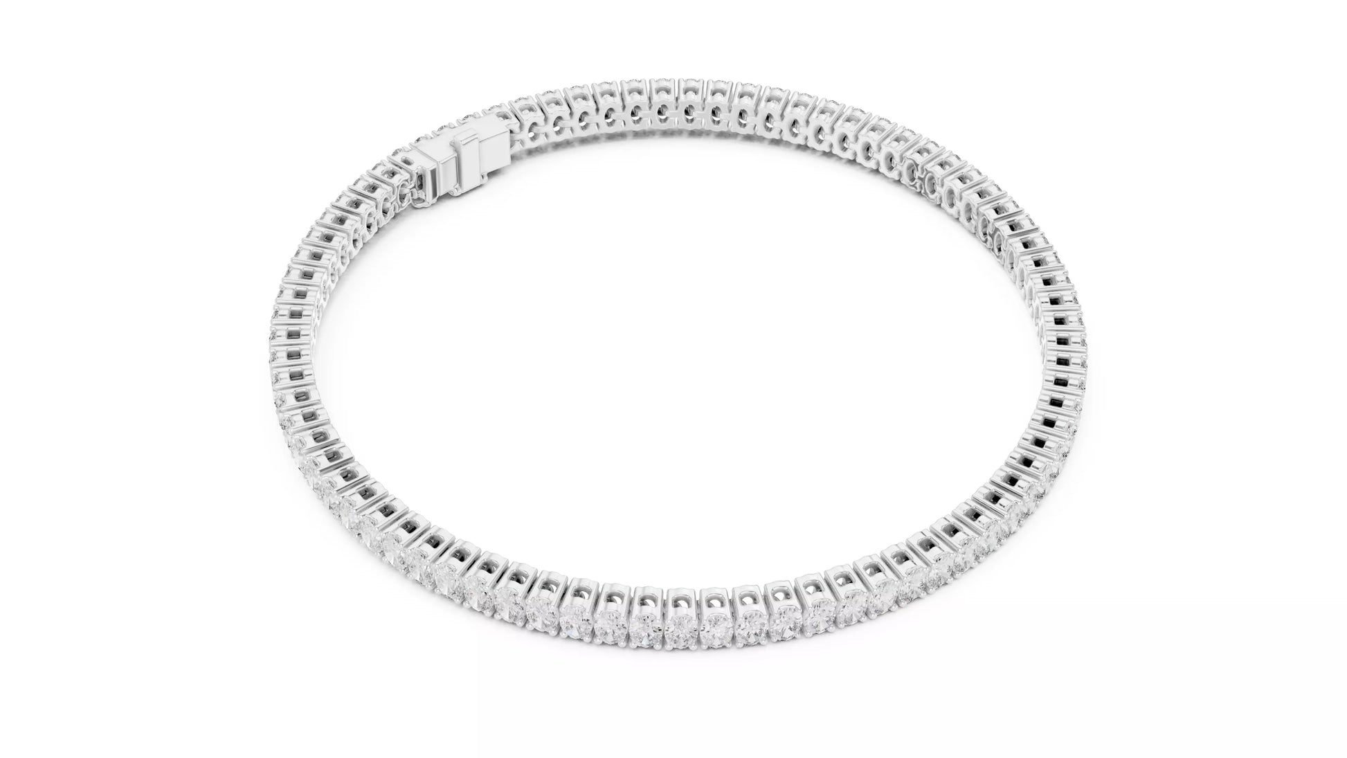 Basket Set Oval Natural Diamond Tennis Bracelet