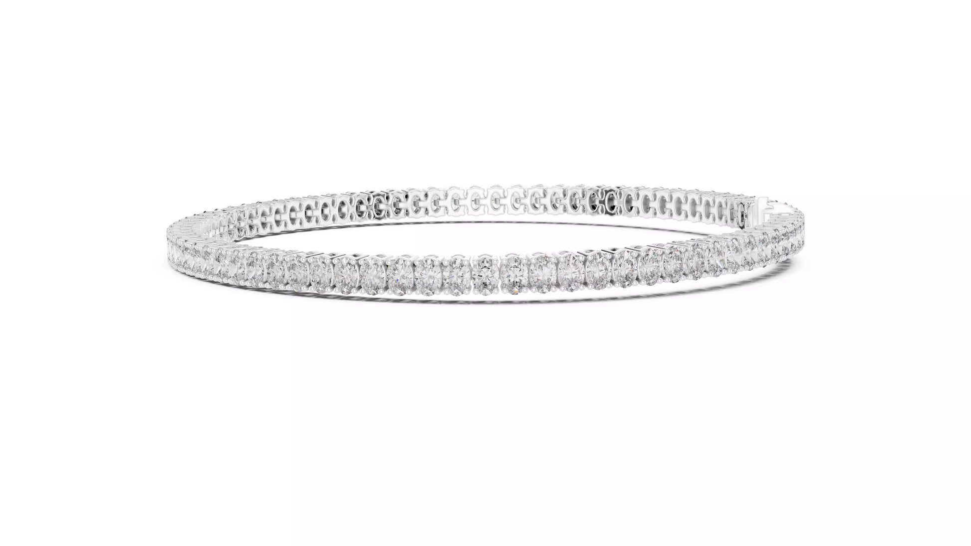 Basket Set Oval Natural Diamond Tennis Bracelet