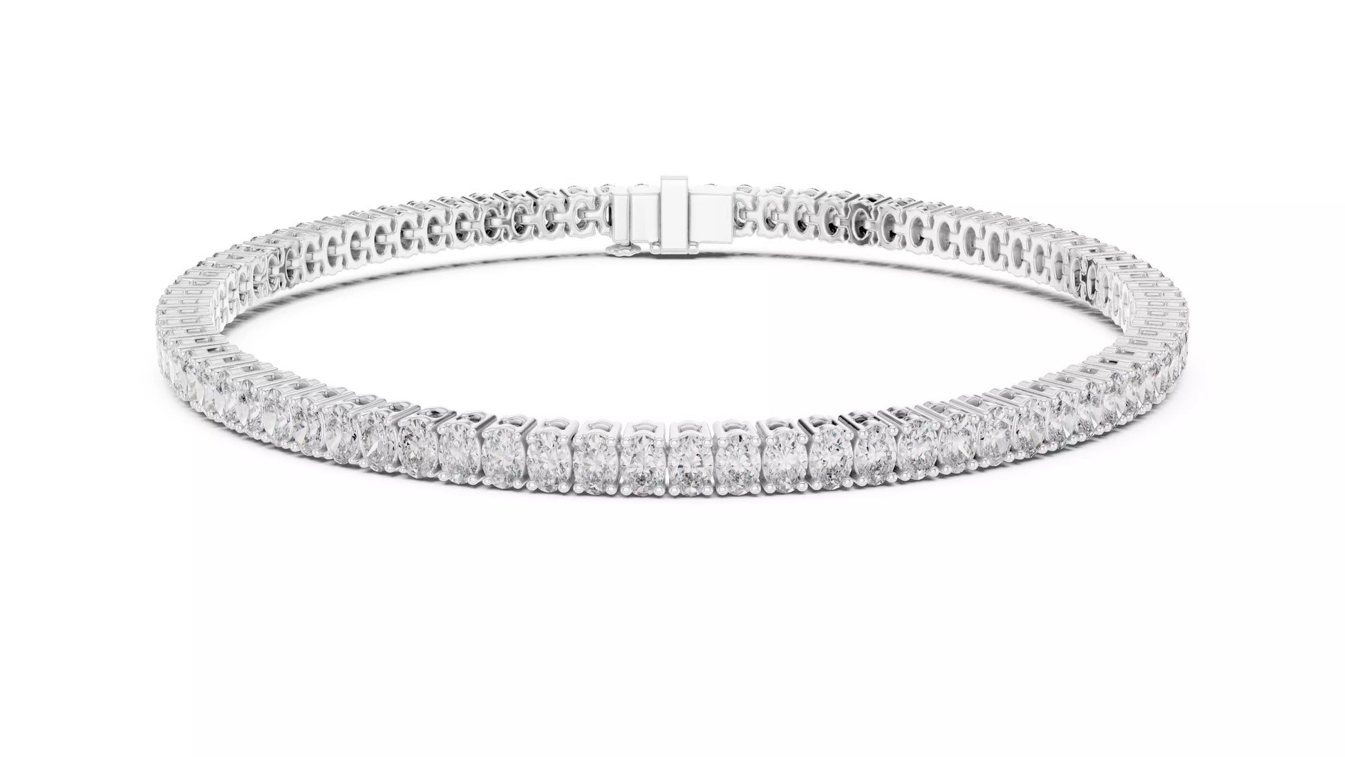 Basket Set Oval Natural Diamond Tennis Bracelet