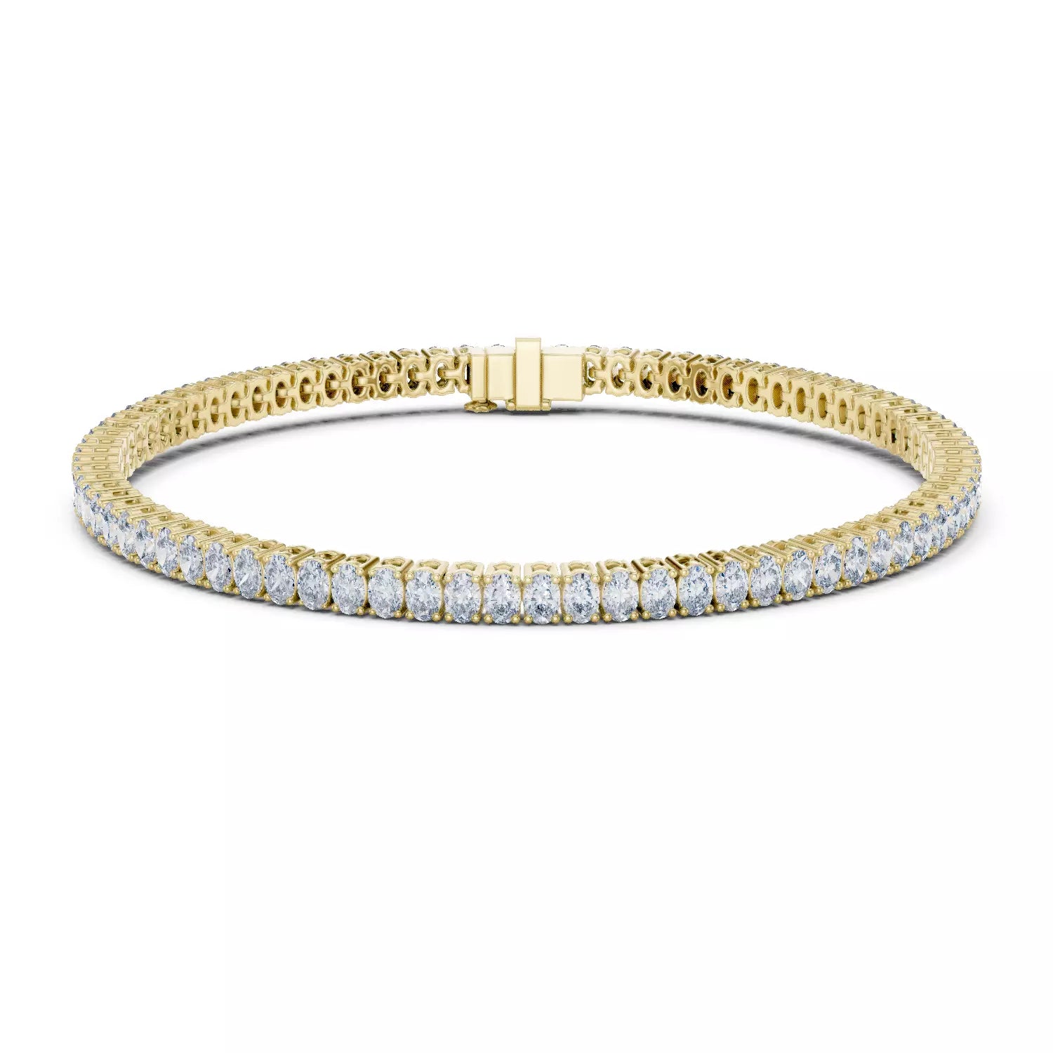Basket Set Oval Natural Diamond Tennis Bracelet