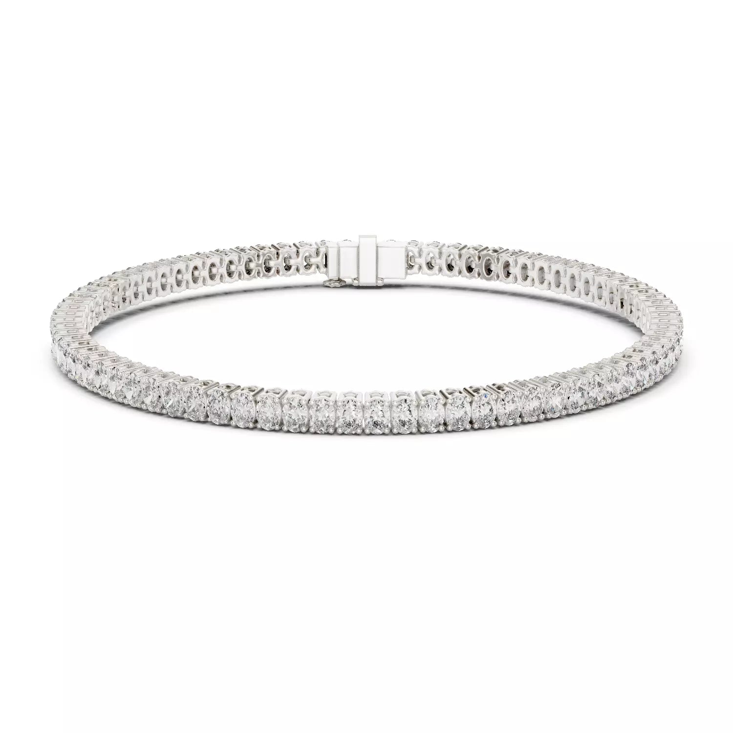 Basket Set Oval Natural Diamond Tennis Bracelet