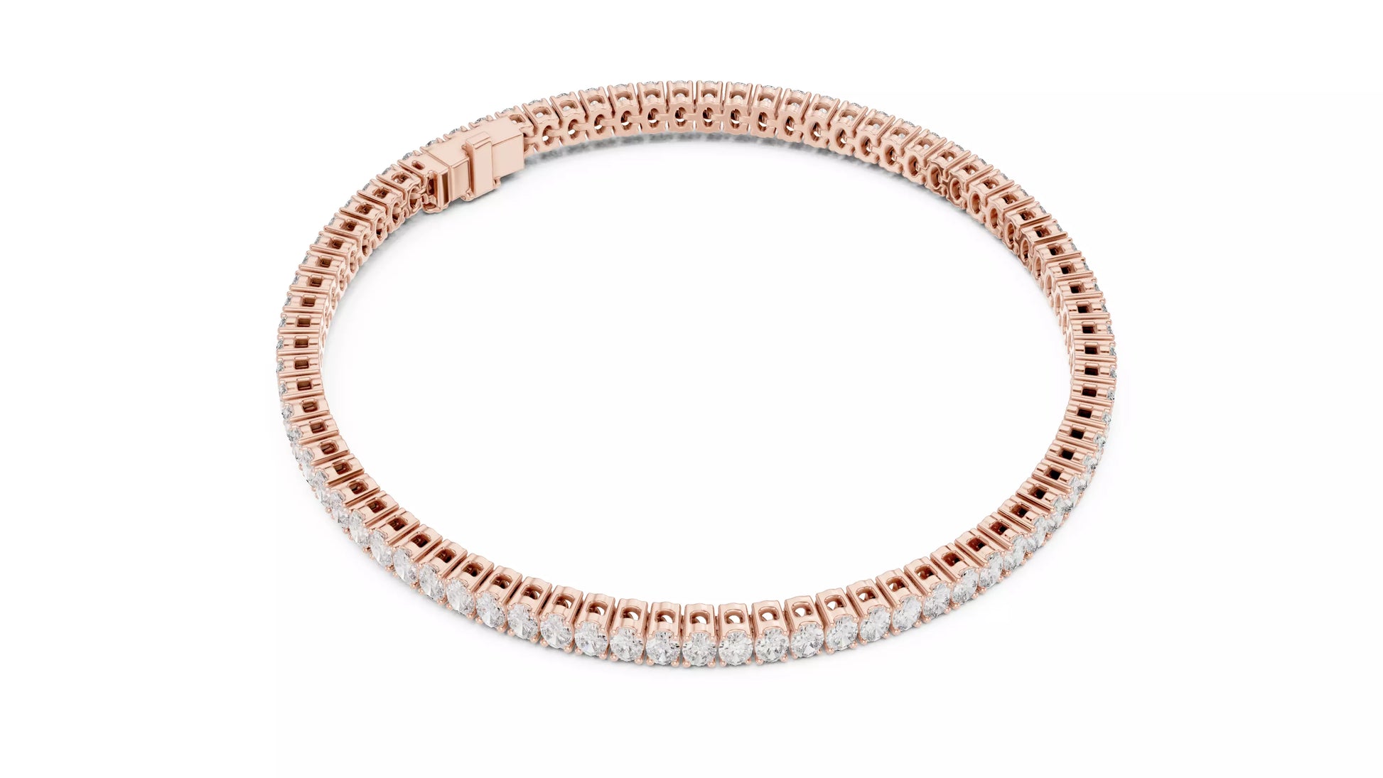 Basket Set Oval Natural Diamond Tennis Bracelet
