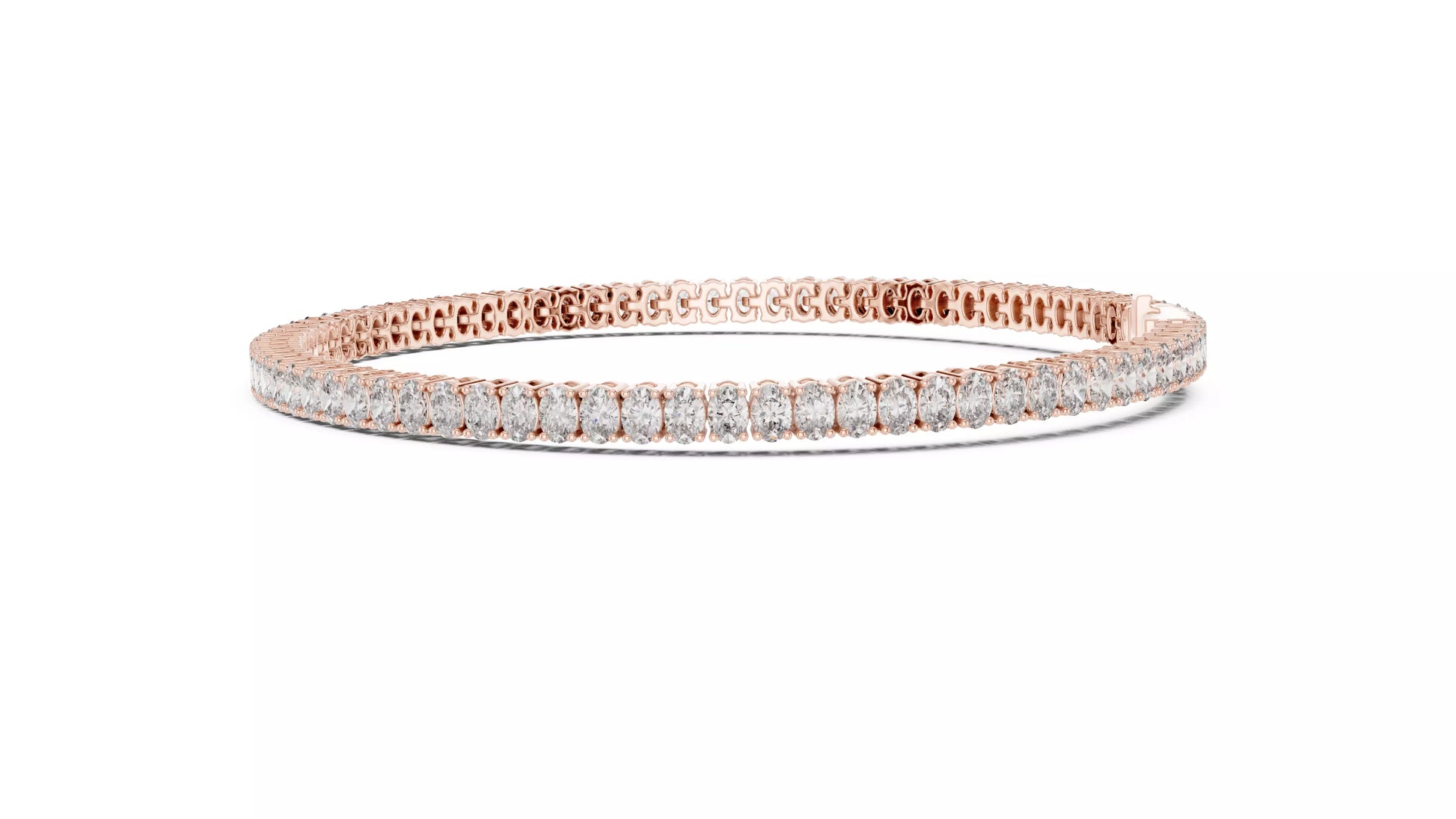 Basket Set Oval Natural Diamond Tennis Bracelet