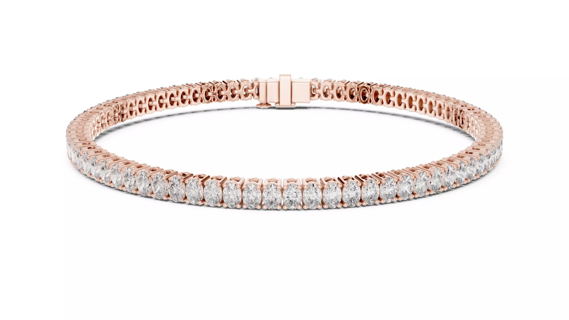 Basket Set Oval Natural Diamond Tennis Bracelet