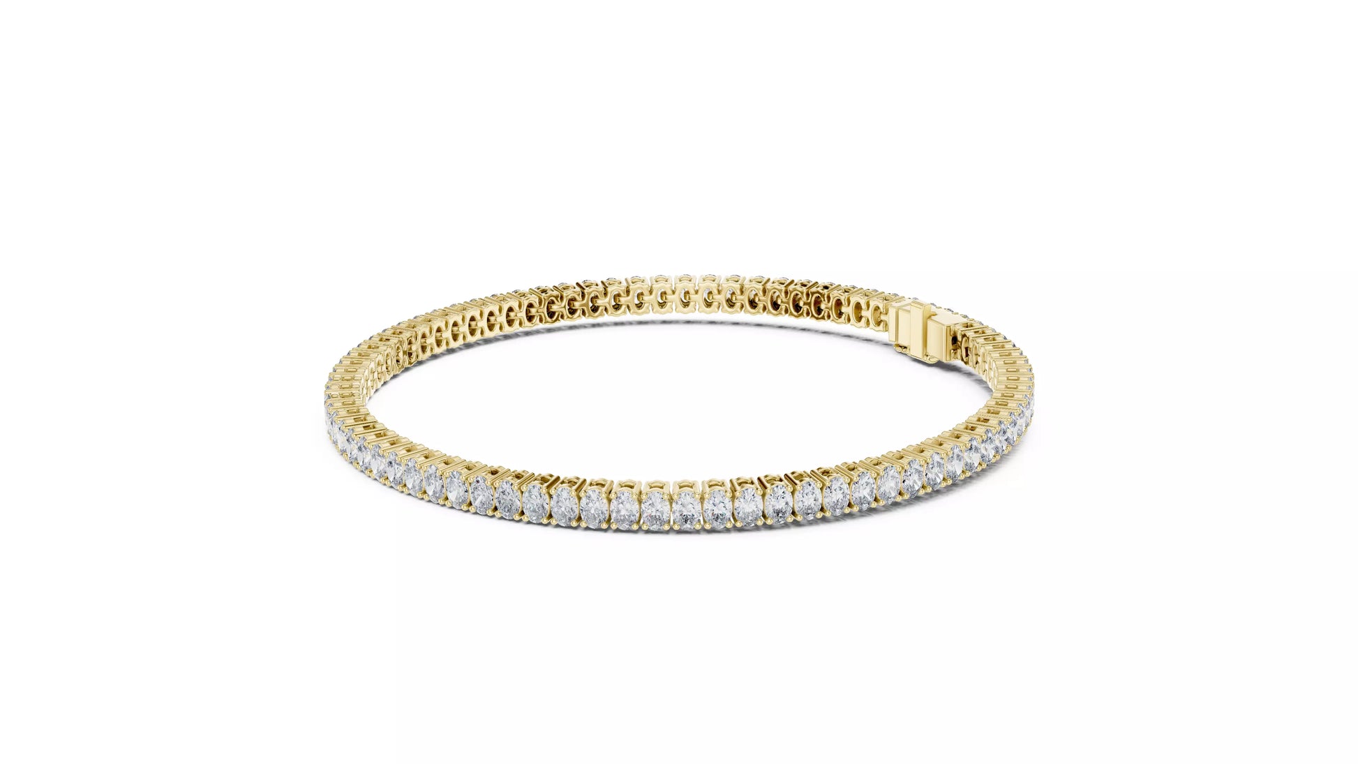 Basket Set Oval Natural Diamond Tennis Bracelet